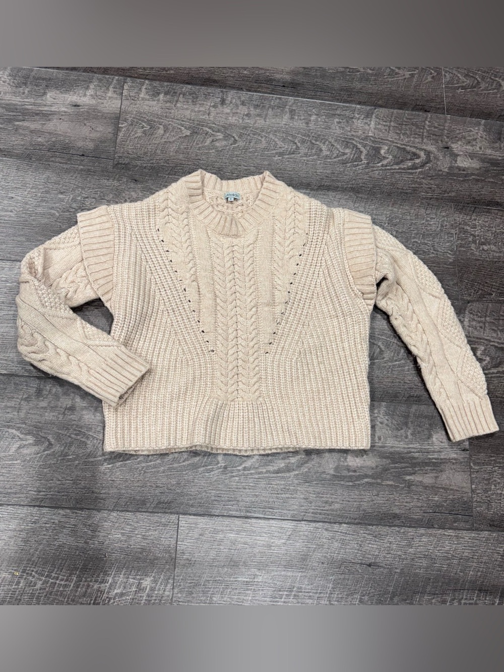 Jamison Cream Cable Knit Crewneck Sweater‎